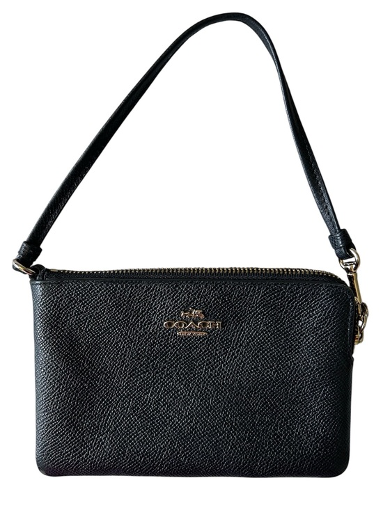 Coach Handbags - GUC Coach Black Leather Pebbled Wristlet with Gold Hardware
